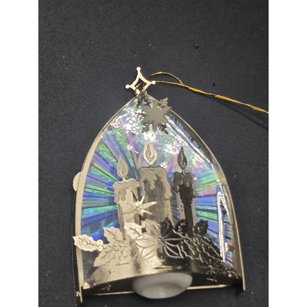 Vintage Lunt 3 Candle 3D Holographic Christmas Ornament